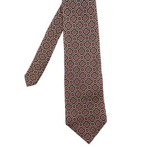 Harve Benard Burgundy Geometric Medallion Silk Tie Mens OS Classic Professional